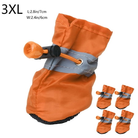 FYTPOV 4pcs Dog Shoes for Small Dogs  Anti-Slip Dogs Boots Paw Protector  Puppy Booties with Reflective Straps  Cat Dog Shoes for Indoor Hardfloors  Orange  3XL