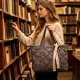 thumbnail image 5 of YiJuHui Quilted Down Shoulder Bag for Women, Large Capacity Tote Bag, Lightweight Nylon Work Purse, Commuter Laptop Bag, Casual Everyday Shoulder Bag with Zipper Pocket, 5 of 5