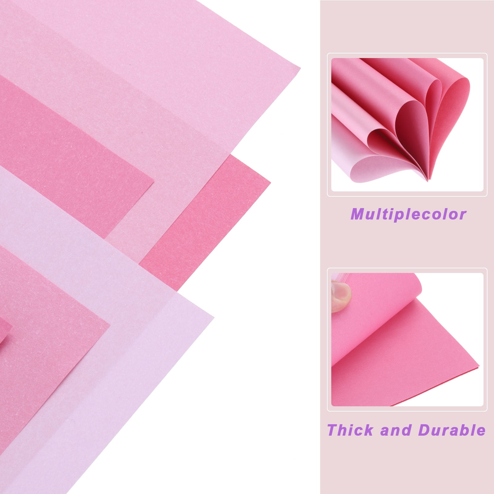 Uxcell 100 Sheets 10x10 Inch Origami Paper, 7 Colors Pink Square Origami Paper