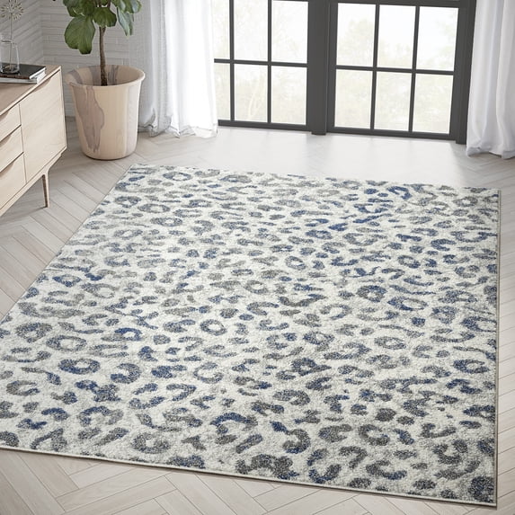 Abani Casa Collection Grey Cream 8' x 10' Leopard Print Modern Area Rug