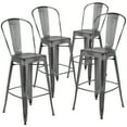 thumbnail image 3 of BizChair Commercial Grade 4 Pack 30" High Distressed Silver Gray Metal Indoor-Outdoor Barstool with Back, 3 of 16