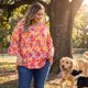 thumbnail image 2 of Blusas de flores de talla grande para mujer Agnes Orinda, con escote en V, volantes, mangas 3/4, tops peplum estilo babydoll 3X en color naranja, 2 of 7