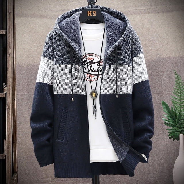 Suéter de hombre, abrigo de otoño e invierno, con capucha, informal, suelto, chaqueta gruesa y elegante
