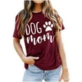 thumbnail image 3 of HAPIMO Women's Loose Cotton Classic Pullover Clearance Short Sleeve Dog Mom Letter Printed Summer Tees Trendy Round Neck Shirts Casual Relaxed Workout Tops for Teen Girls Red XL, 3 of 3