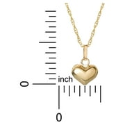 Brilliance Fine Jewelry Girl’s 14K Yellow Gold Puff Heart Pendant, 16” Chain