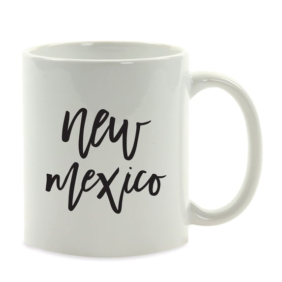 Koyal Wholesale Black Calligraphy New Mexico US State Ceramic Coffee Mug