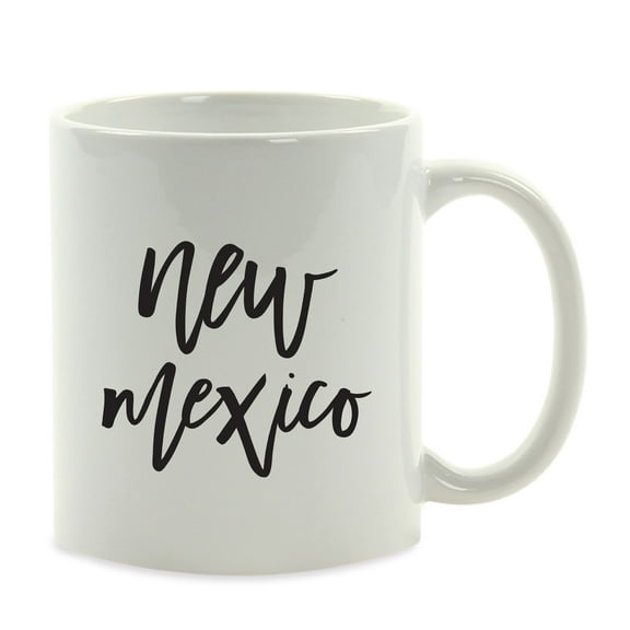 Koyal Wholesale Black Calligraphy New Mexico US State Ceramic Coffee Mug