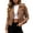 Khaki, variant on Women Casual Zip Up Short Jacket Notched Lapel Lightweight Everyday Coat Green XXL