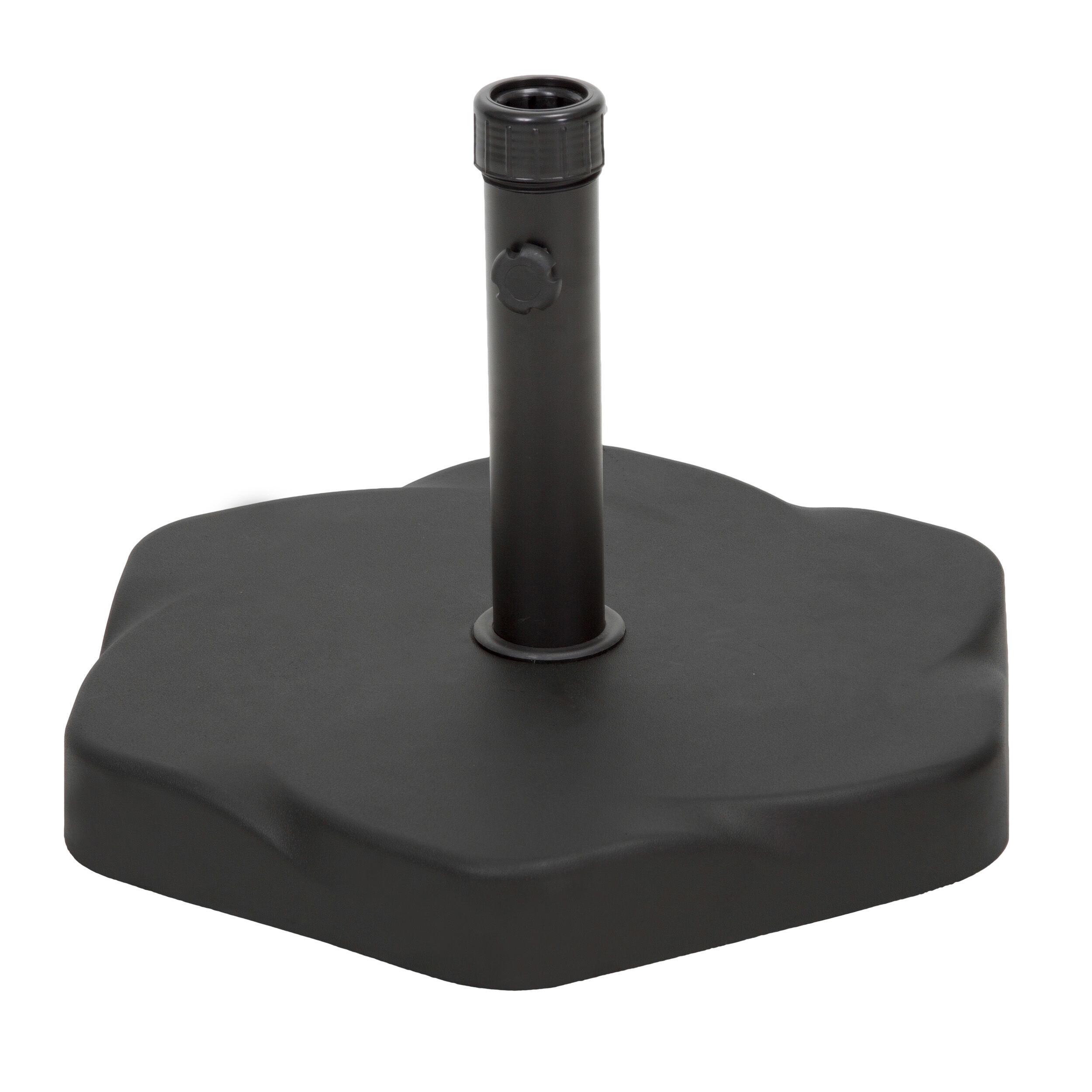 Hexagonal Umbrella Base - 66 lb Concrete & Iron Weighted Stand with 2 Adapters for 80-86" Patio Umbrellas, Black
