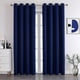 thumbnail image 1 of Xiao Hua Cortinas perforadas de estilo sencillo, ideales para dormitorio, sala y cocina (2 paneles, 200 cm de largo x 100 cm de ancho, azul marino A103), 1 of 5
