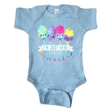 

Inktastic I m Just Here for the Sweets with Spun Sugar Candy Gift Baby Boy or Baby Girl Bodysuit