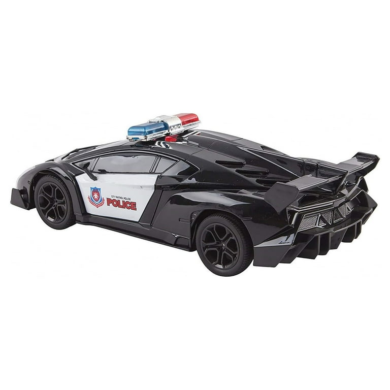Vokodo Police RC Car Super Exotic 12 Inch 1 16 Scale Size Kids Remote Control Easy To Operate Toy Sports Cars With Functional LED Headlights Cop Race