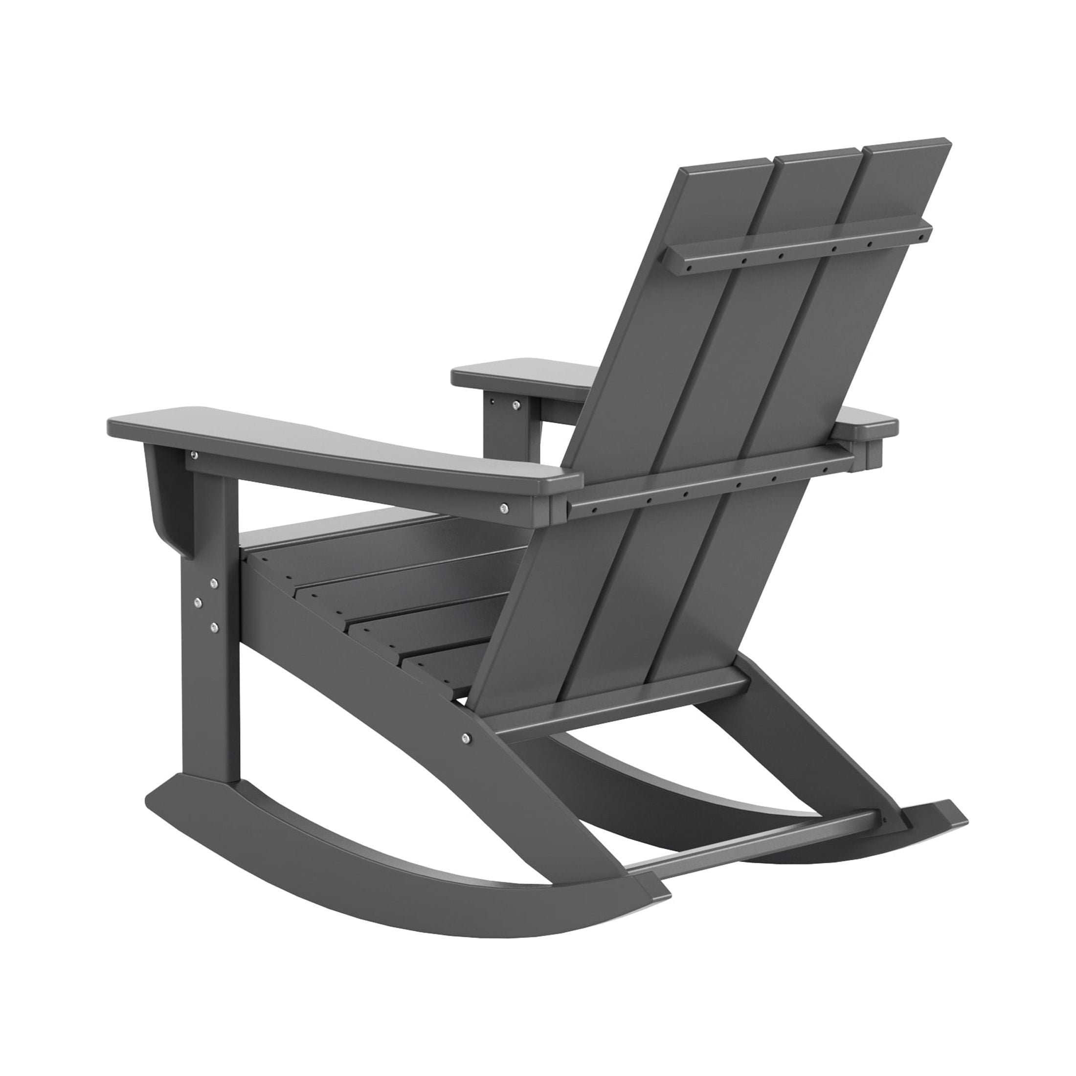 WestinTrends Ashore 3 Piece Patio Rocking Chair Set, All Weather Poly Lumber Adirondack Rocker Bistro Set Porch Patio Chairs Set of 2 with Large Side Table, Gray
