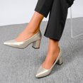 thumbnail image 3 of Xfvqtps Womens Pointed Toe Block Heel Pumps Slip On Work Shoes Faux Leather Professional Pumps Low Heel Dress Shoes for Office Business Casual and Everyday Wear, 3 of 9