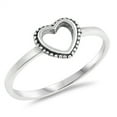 thumbnail image 1 of Antiqued Bead Halo Heart Promise Ring .925 Sterling Silver Band Jewelry Female Male Unisex Size 7, 1 of 4