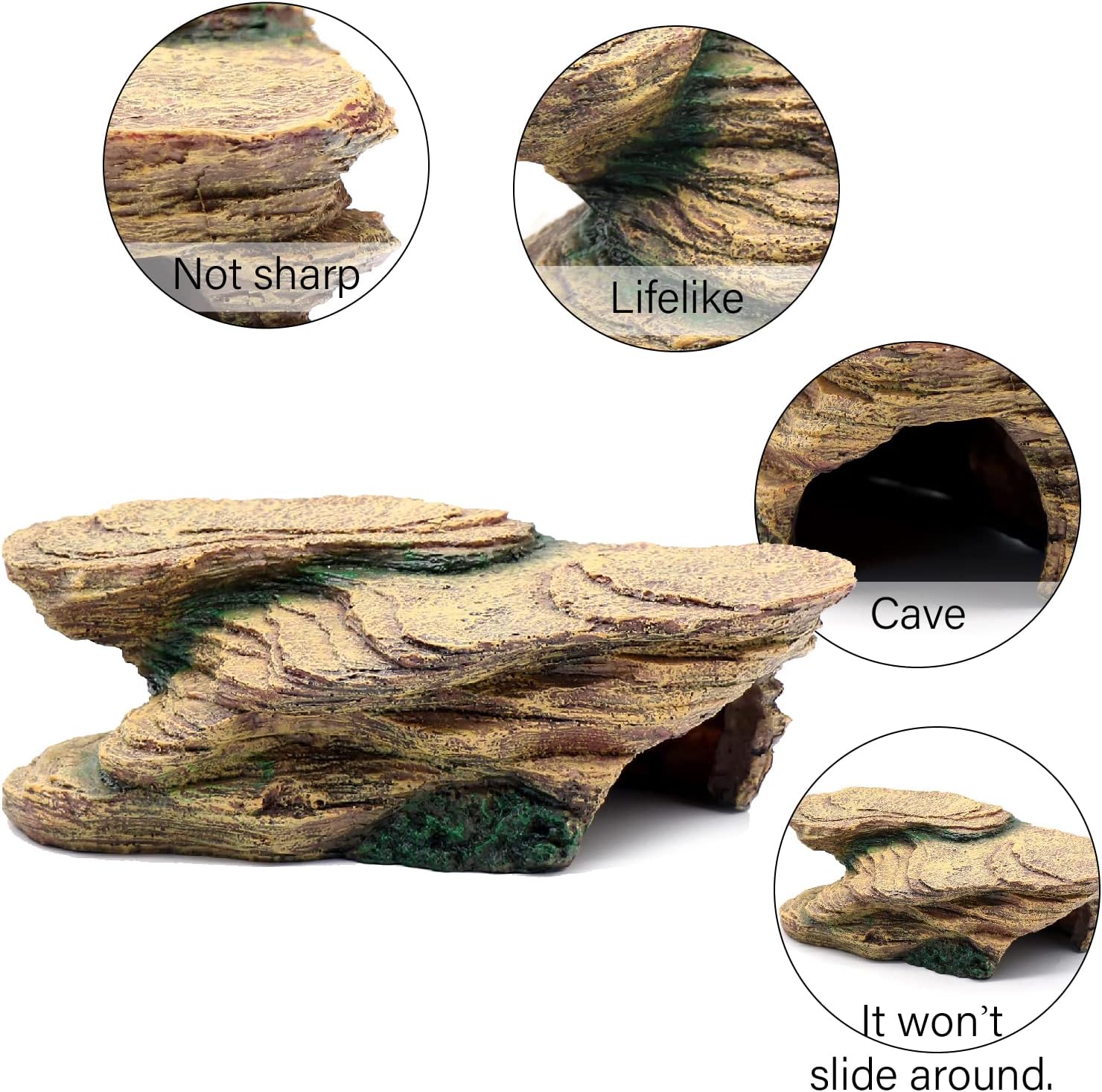 Turtle Basking Platform Shale Scape Step Ledge, Reptile Cave Hideout Tank Accessories Decorations for Reptiles, Amphibians, Leopard Gecko, Bearded Dragons, Lizard, Frogs