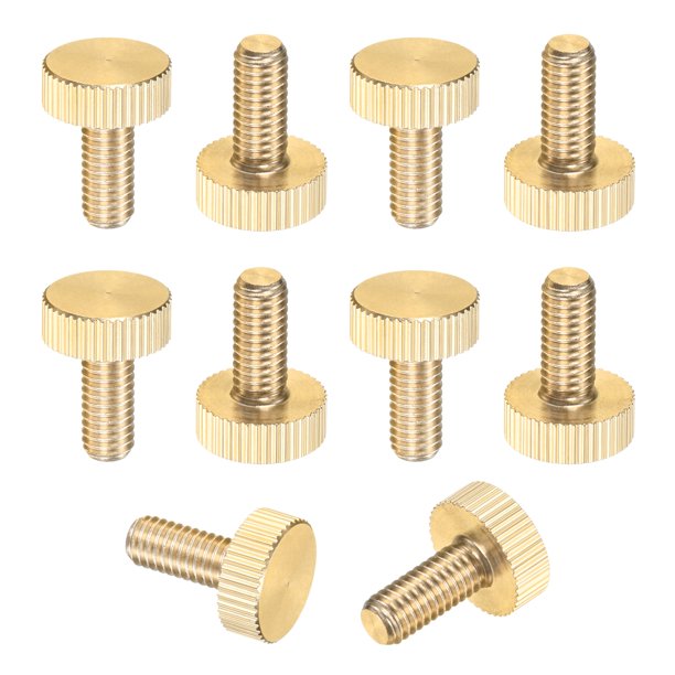 Uxcell Paquete de 10 Tornillos de Mariposa Estriados, M6x14mm Perillas de Cabeza Plana de Latón