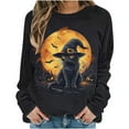 thumbnail image 4 of Meichang Women's Oversized Sweatshirts Halloween Black Cat Graphic Sweatshirt Crewneck Long Sleeve Fall Pullover Party Tops Halloween Sweatshirts, 4 of 6