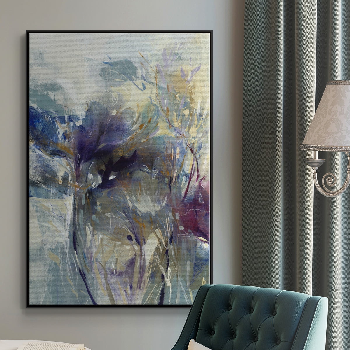 Meadow Saffron I Framed Premium Gallery Wrapped Canvas - Ready to Hang - 17 x 25 - Black Floating Frame