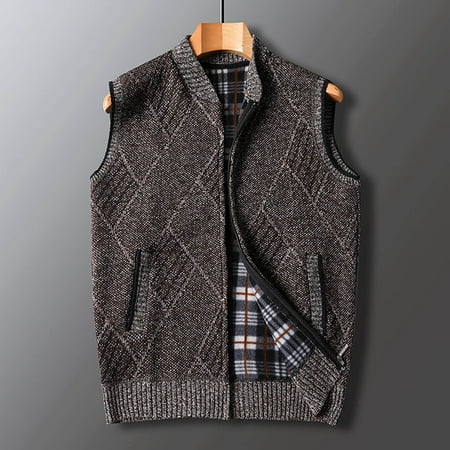 zanvin sweater Men's Knitted Sweater Vest Vest Sweater Stand-up Collar  Zipper Cardigan Solid Color Autumn And Winter Sleeveless Top
