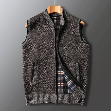 zanvin sweater Men's Knitted Sweater Vest Vest Sweater Stand-up Collar Zipper Cardigan Solid Color Autumn And Winter Sleeveless Top