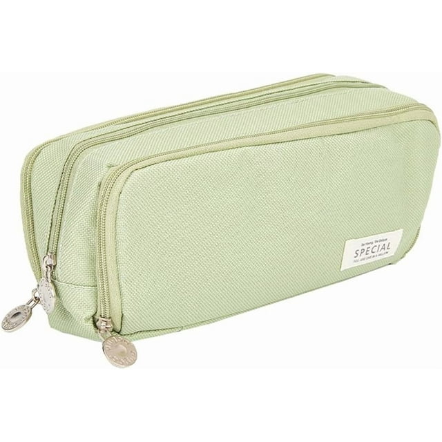 Bolsa de lona de gran capacidad, portátil, con compartimentos, organizador de papelería, neceser, suministros para diario, viajes, brochas de maquillaje, color verde mar.
