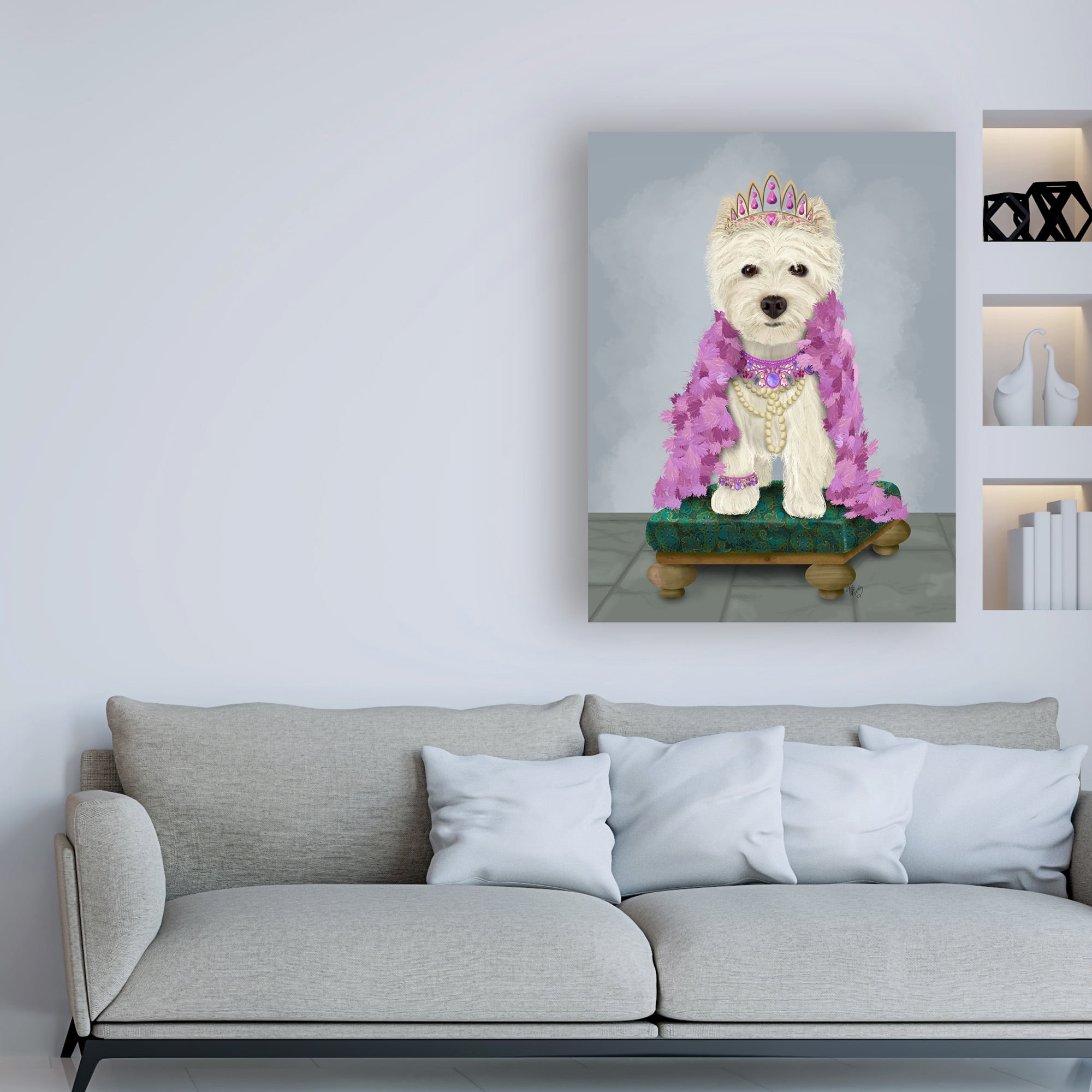 Trademark Fine Art 'West Highland Terrier with Tiara' Canvas Art by Fab Funky