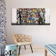 thumbnail image 4 of Canvas Wall Art Banksy Graffiti Pictures 3 Panels Modern Abstract Street Pop Art Posters Prints Artwork Home Decorations for Living Room Bedroom Office Framed Ready to Hang - 12"x16"x3pcs, 4 of 6