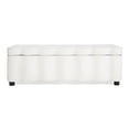 thumbnail image 3 of Christopher Knight Home 50" Modern Fabric Storage Ottoman with Scalloped Design, Solid Wood Frame, White, 3 of 10