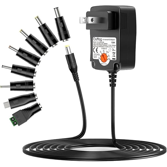 xixishop 15W Universal AC Adapter 3V 4.5V 5V 6V 7.5V 9V 12V 0.5A 1A 1.25A Multi Voltage DC Power Supply Switching Adapter Replacement for Household Electronics Routers CCTV IP Cameras Speakers