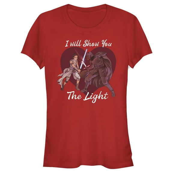 Junior's Star Wars Kylo Ren and Rey I Will Show You the Light Graphic Tee Red Large