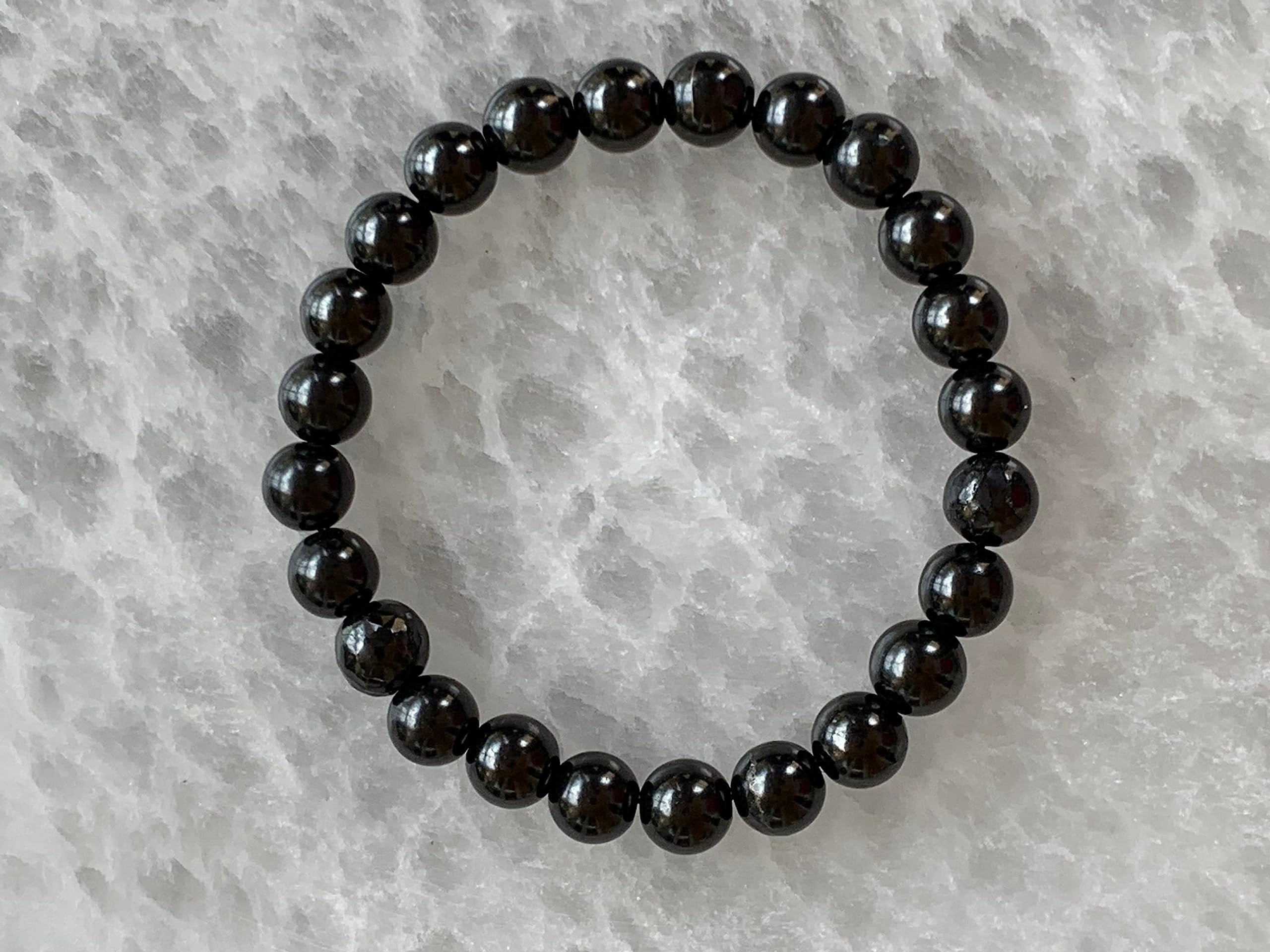 Shungite Crystal Bead Bracelet 8mm, Wholesale Genuine Shungite Stretch Gemstone Bracelet, Gift for Men & Women (2)