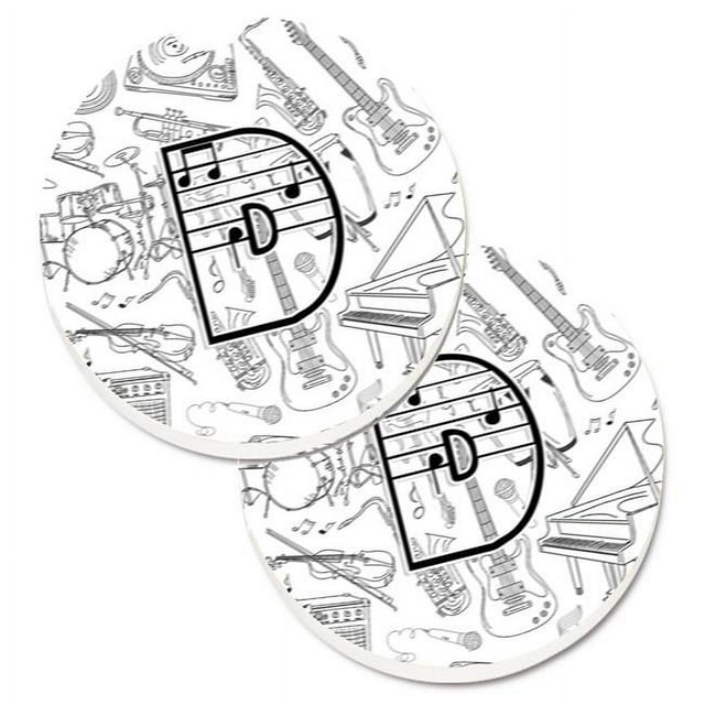 Carolines Treasures CJ2007-DCARC Letter D Musical Note Letters Set of 2 Cup Holder Car Coaster