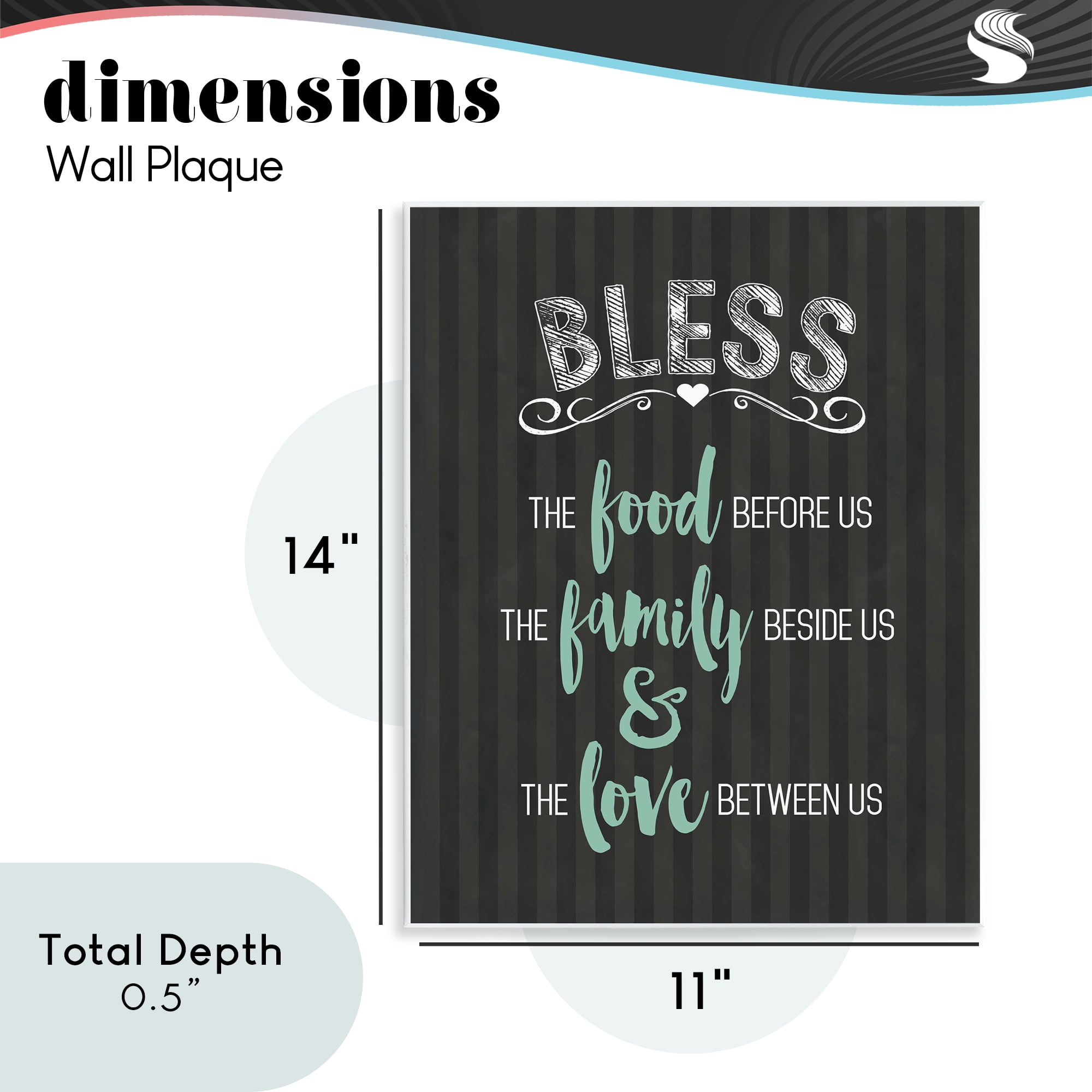 Bless The Food Family & Love Wall Plaque Art, design by Lettered and Lined