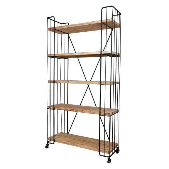 A & B Home Bookshelf with Casters