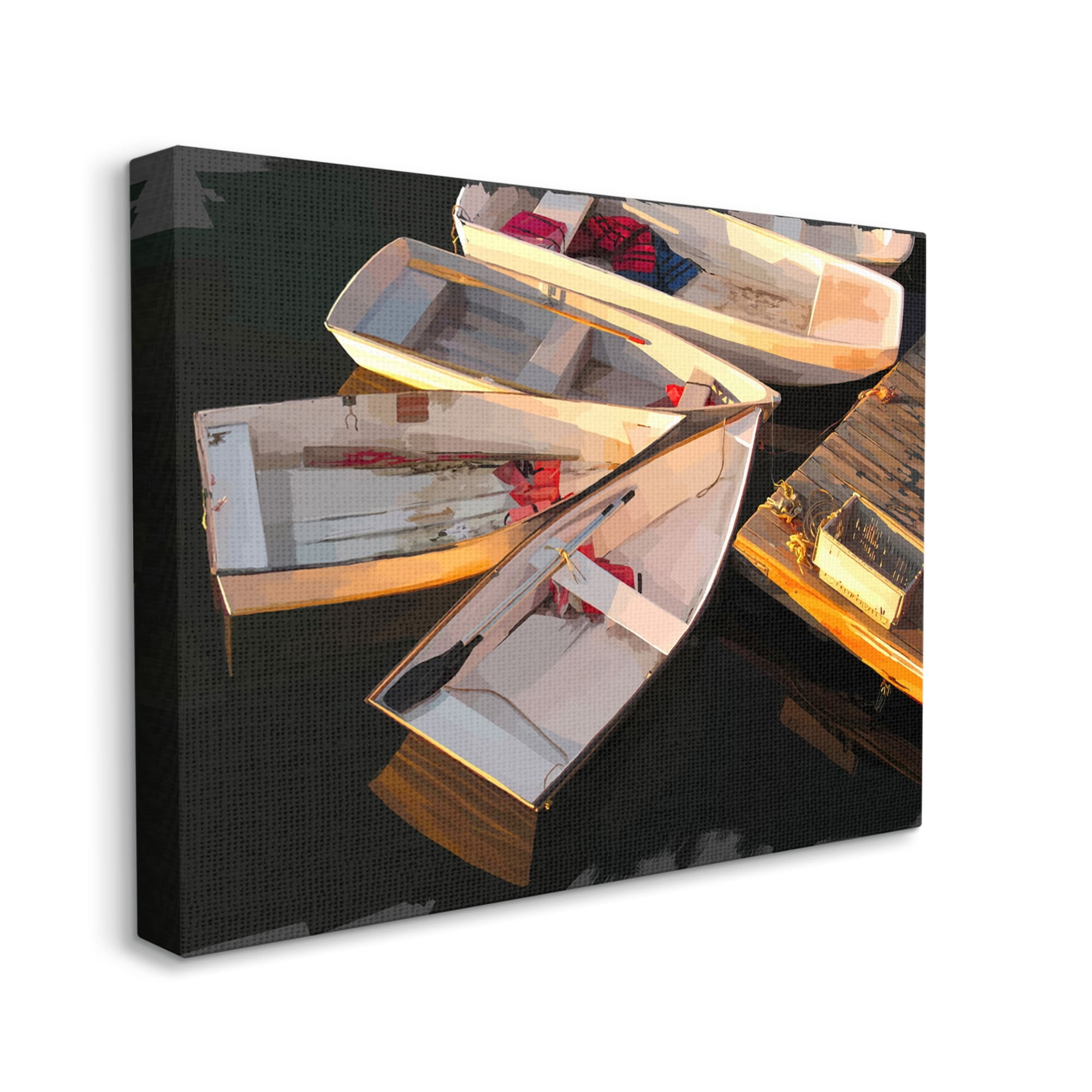 Stupell Industries Aerial View Docked Boats At Lake Coastal Photography Gallery Wrapped Canvas Print Wall Art