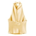 thumbnail image 3 of Yigetop Satin Halter Tops for Women, Ladies' Fashionable Casual Texture Hanging Neck Vest Top Dressy Halter Tops for Women Yellow L, 3 of 7