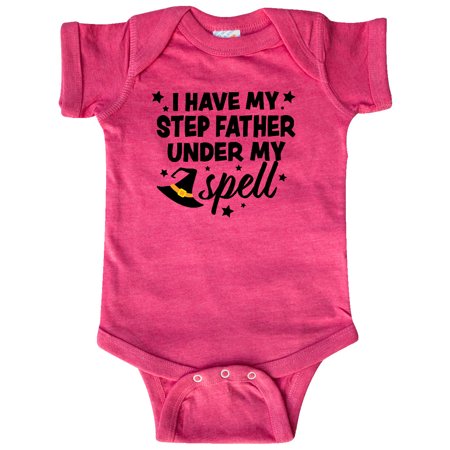 

Inktastic I Have My Step Father Under My Spell with Cute Witch Hat Gift Baby Boy or Baby Girl Bodysuit