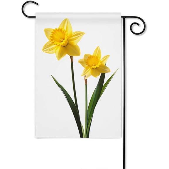 Daffodil Garden Flag Double-Sided Botanical Flower Banner Welcome Yard Flag Outdoor Home Decor 12 x 18 Inch Yellow and Green