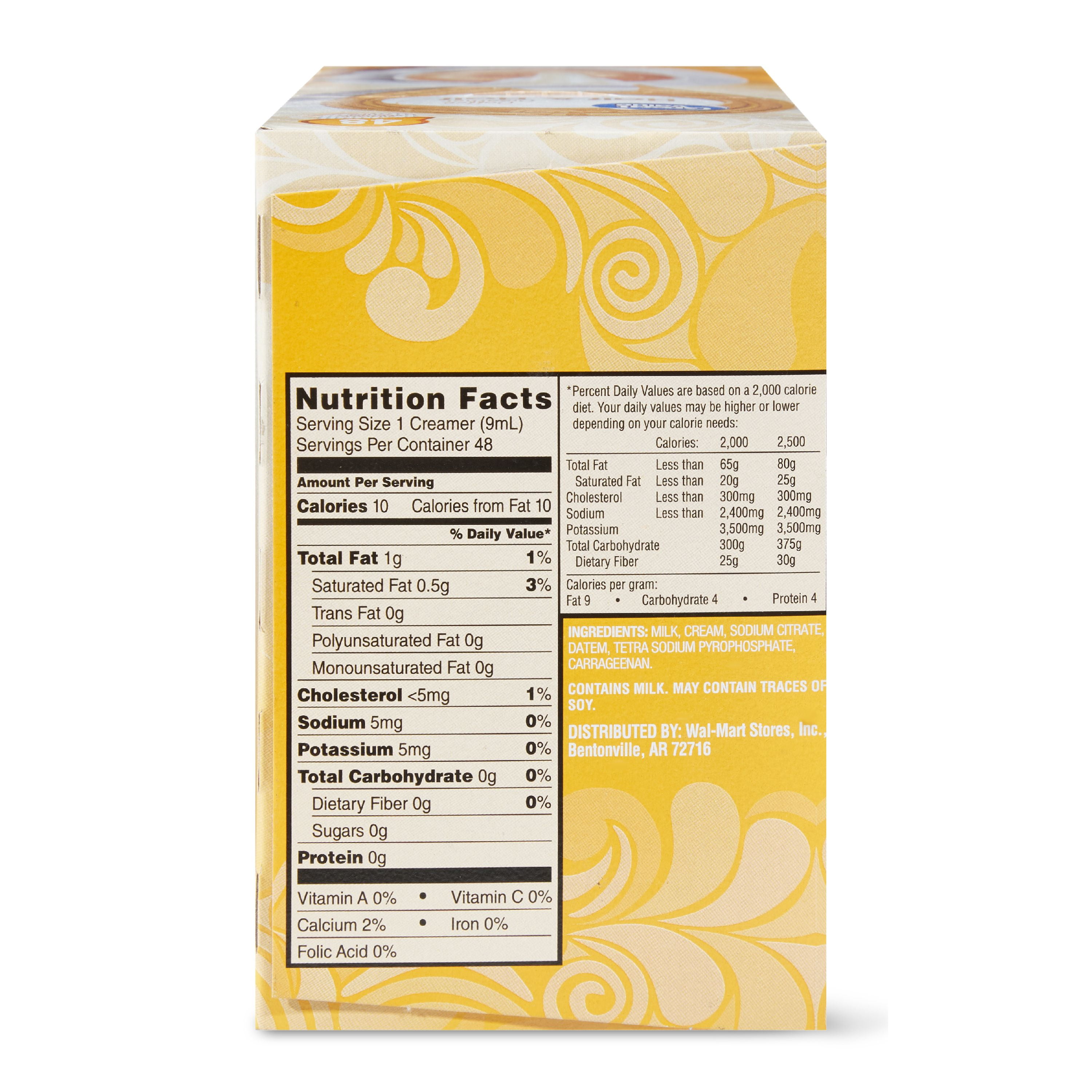 Great Value Coffee Creamer Singles Half Half 21 Fl Oz 48 Count Walmart Com