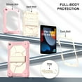 thumbnail image 3 of ELEHOLD Rugged Hybrid Case For iPad 9th/8th/7th Generation, with Built-in Kickstand 360° Rotating Handstrap Crossbody Shoulder Strap Shockproof Heavy Duty Case, Rose Gold+Beige, 3 of 9
