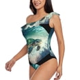 thumbnail image 2 of Easygdp Watercolor Turtle5 Women's One Shoulder Ruffle Monokini Bathing Suits with Removable Chest Pad, Quick Drying - Small, 2 of 8