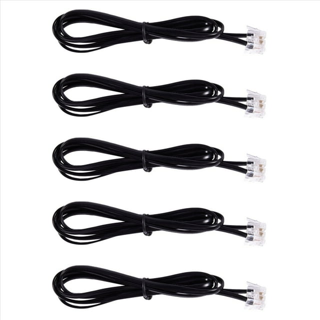 5X RJ11 6P4C Cuerda Cable de Telefono Modem ADSL 1 Metro