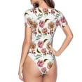 thumbnail image 4 of Daiia Rose Flowers print Women's Crew Neck Short Sleeve Bodysuit Fashion Tops Fit Casual Basic Extender Bodysuit-Medium, 4 of 9