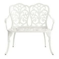 thumbnail image 2 of Gzxs 34.6" Patio Garden Bench – Cast Aluminum Outdoor Bench with Floral Rose Design for Yard, Lawn, Park, or Porch (White), 2 of 9