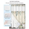 thumbnail image 2 of No Hook Cloth Fabric Shower Curtain with Snap in Liner, Green Blue Pumpkins Fall Waterproof Shower Curtains Set with See Through Top Window, Thanksgiving Eucalyptus Leaves Flower 72"x84", 2 of 6