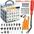 thumbnail image 2 of 100-800pcs Universal Auto Fastener Clip Kit | ABS Trim Panel Retainers for Door Bumper Fender | with Removal Tools & Case (16 Sizes 5-10mm), 2 of 7