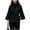 Black, variant on Women's Tweed Stand Collar Jacket Button Down Tie Waist Flare Long Sleeve Coat Trendy Casual Office Trench Coat