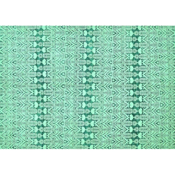 Ahgly Company Indoor Rectangle Abstract Turquoise Blue Modern Area Rugs, 7' x 9'