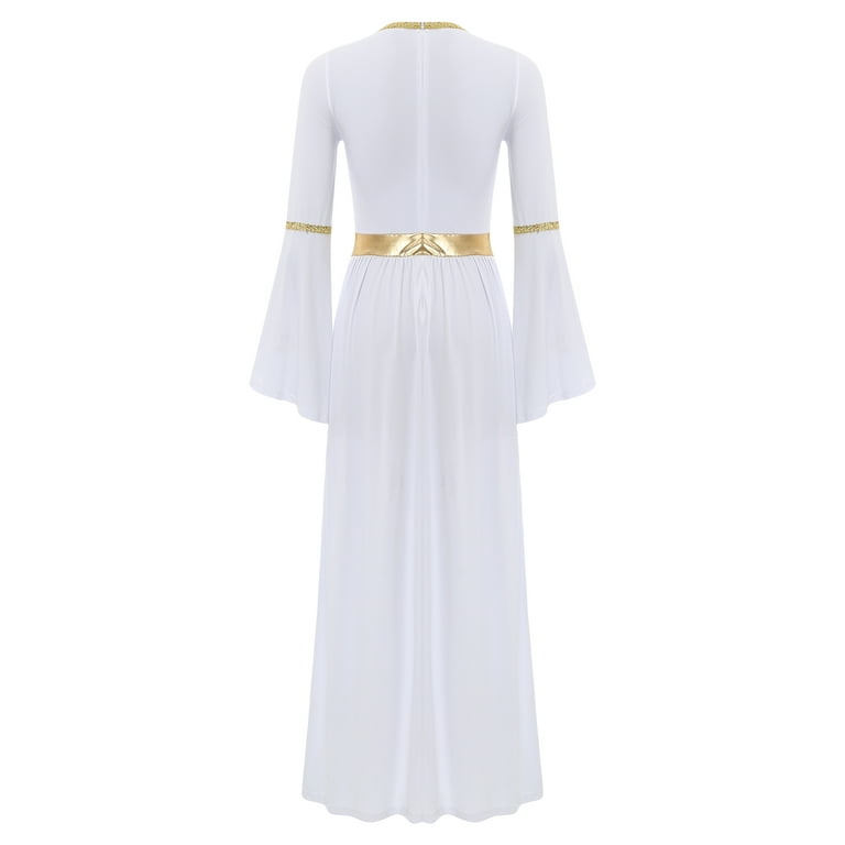 Haitryli Womens Metallic Greek Costume Ancient Toga Dress Overlay Worship  Praise Dance Tunic Liturgical Royal Blue L - Walmart.com